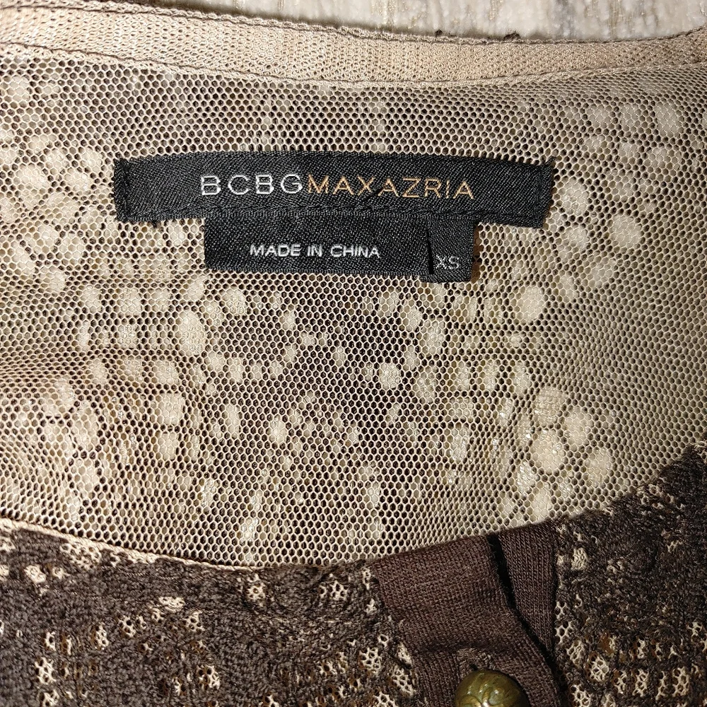 BCBGMAXAZRIA BISHOP SLEEVE DRESS, BROWN XS - Picture 6 of 7